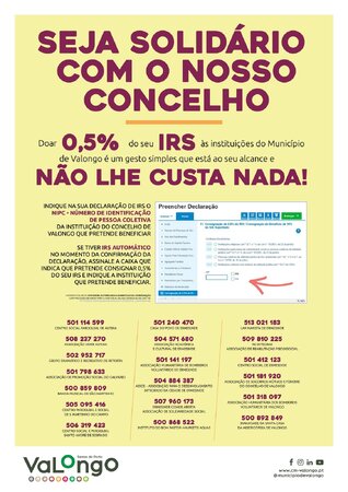 Ajude as instituições do concelho com 0,5% do IRS