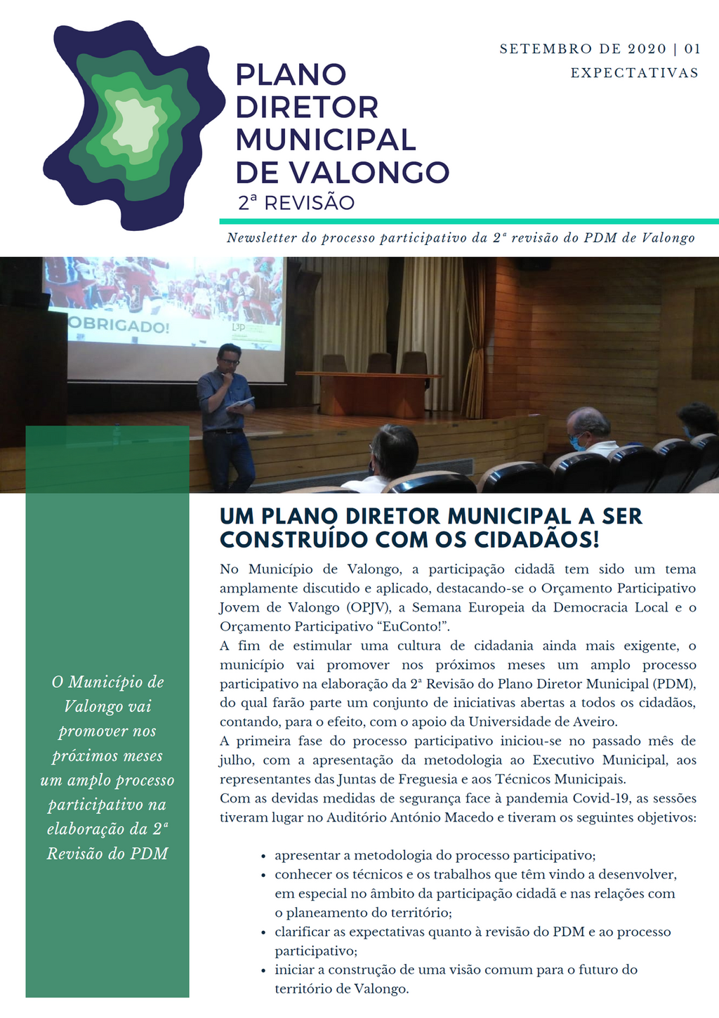 imagem da capa da Newsletter 01 de setembro de 2020 do processo participativo da 2.&ordf; revis&atilde;o do PDM de Valongo