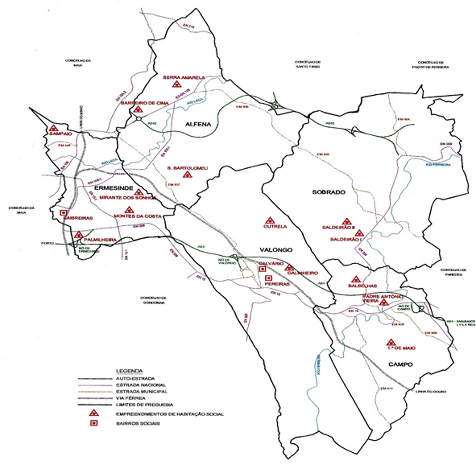 Mapa com o Parque Habitacional Municipal