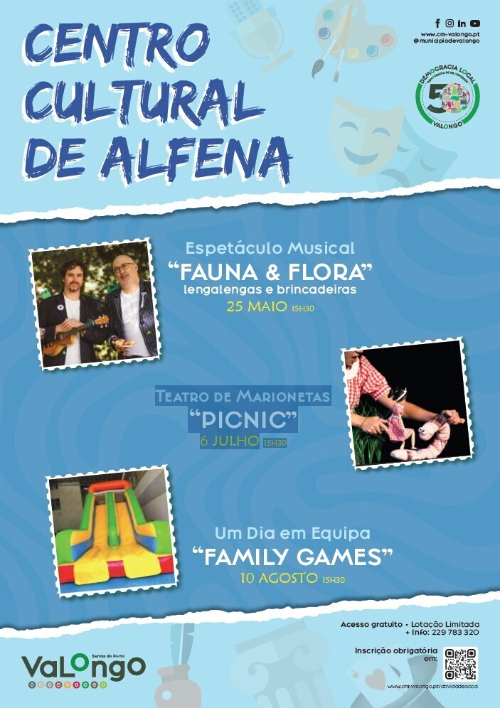 Cartaz do Centro Cultural de Alfena de maio a agosto
