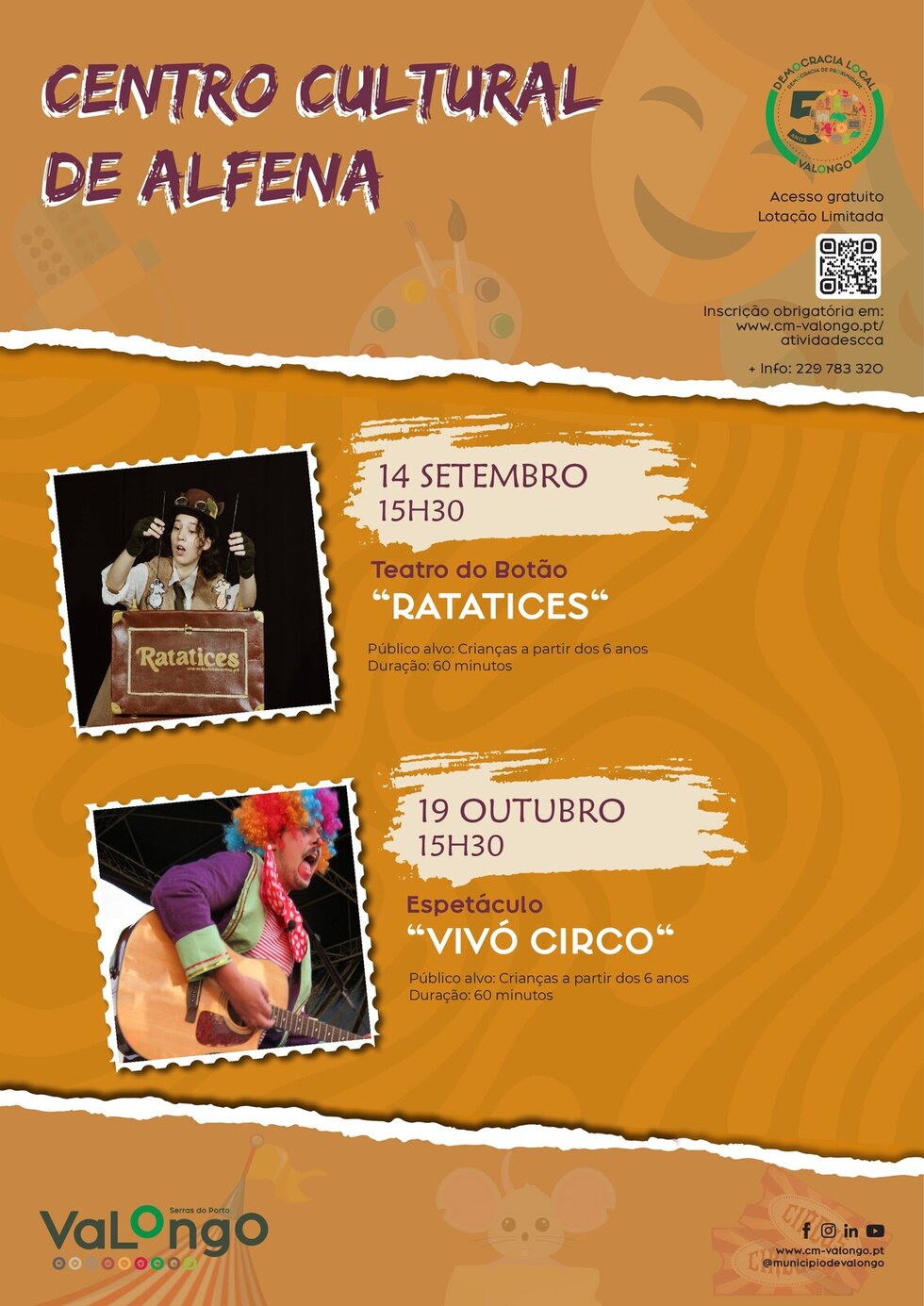 Cartaz do Centro Cultural de Alfena de setembro e outubro