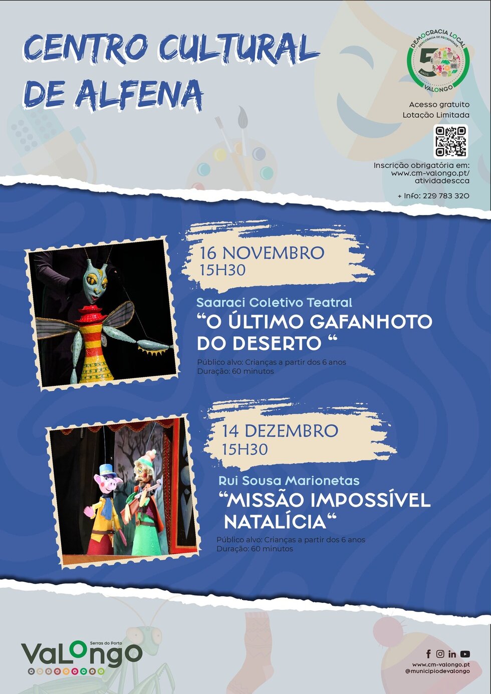 Cartaz do Centro Cultural de Alfena de novembro e dezembro